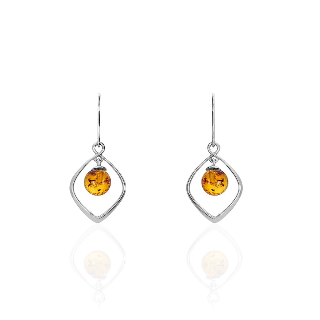 Boucles D'oreilles Pendantes Iva Argent Blanc Ambre