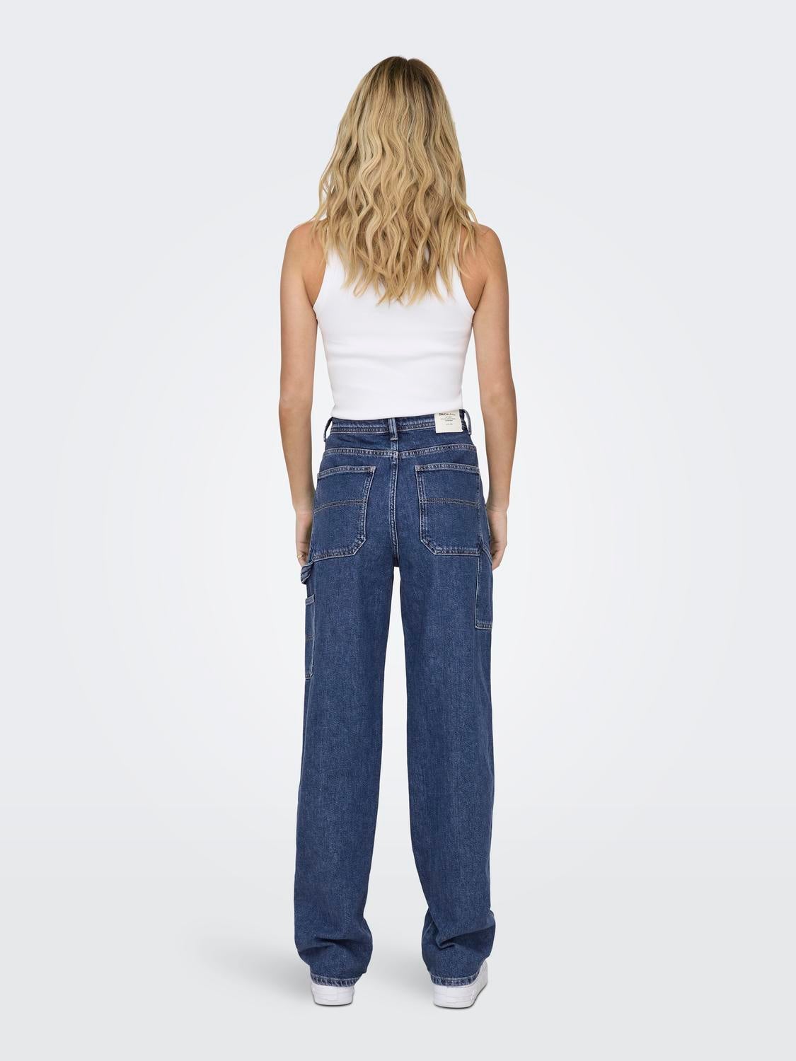 ONLWEST Hohe Taille Gerade geschnitten Jeans Medium Blue Denim
