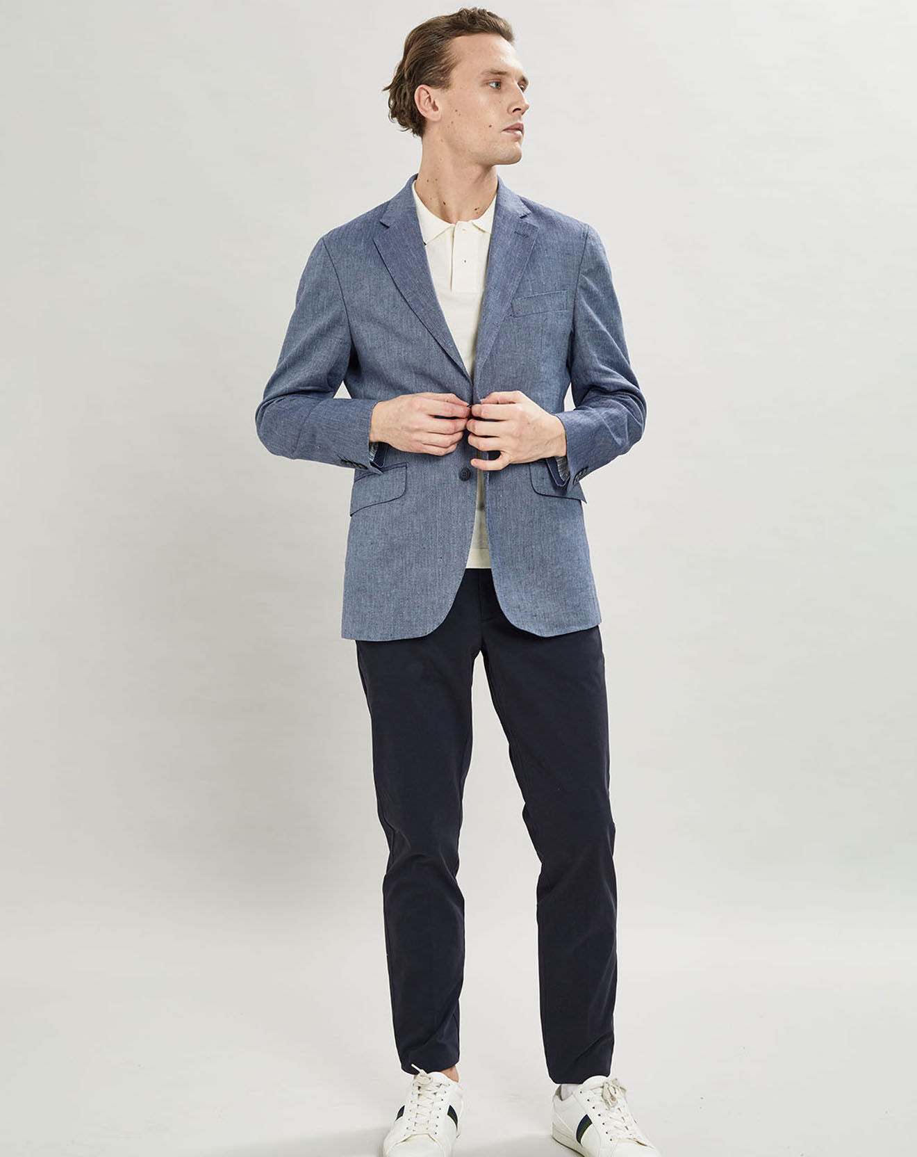 Hackett London Veste en Lin mélangé Armur imprimé chevon  bleue
