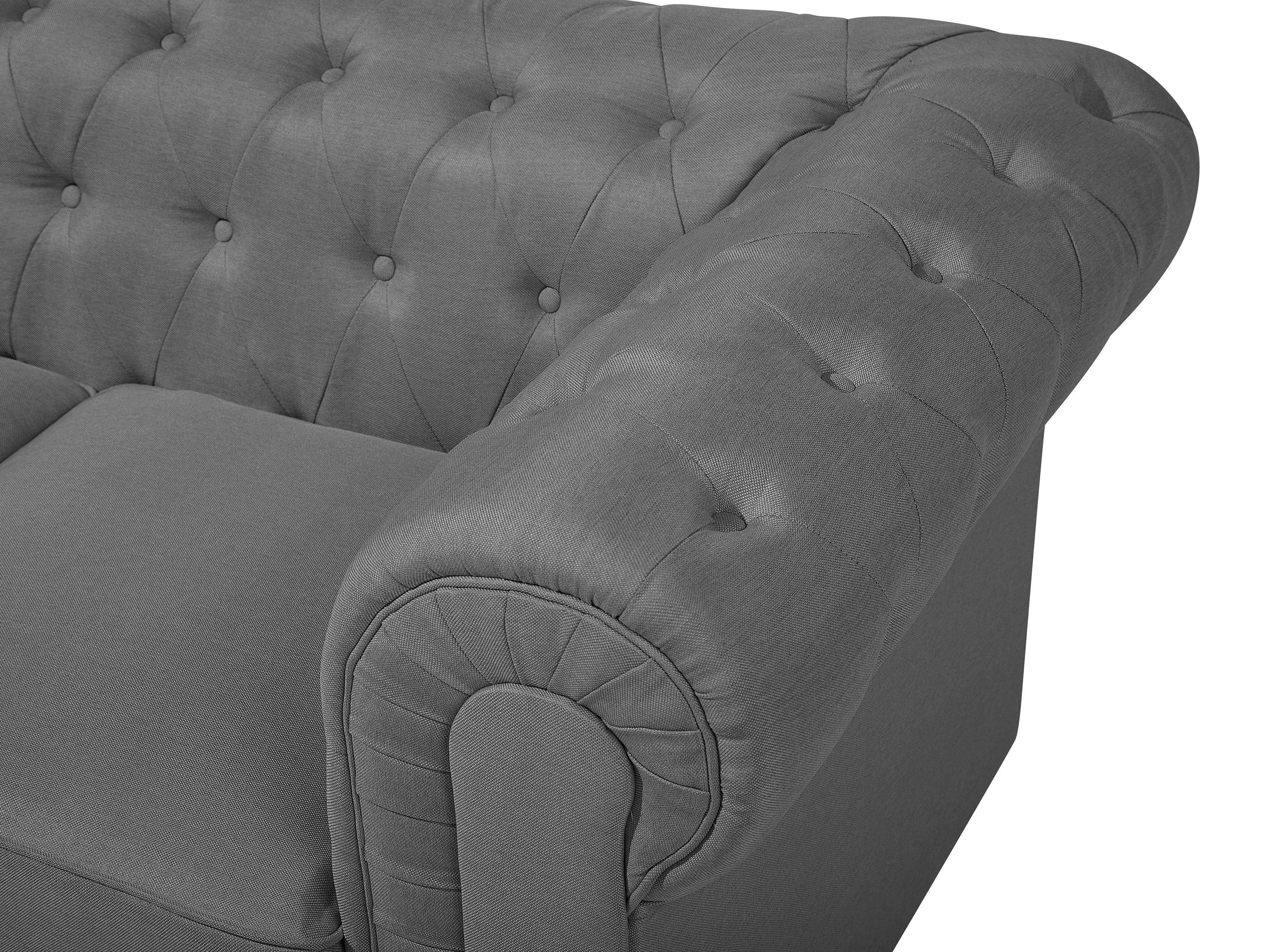 Bank 3-zits CHESTERFIELD Stof Lichtgrijs