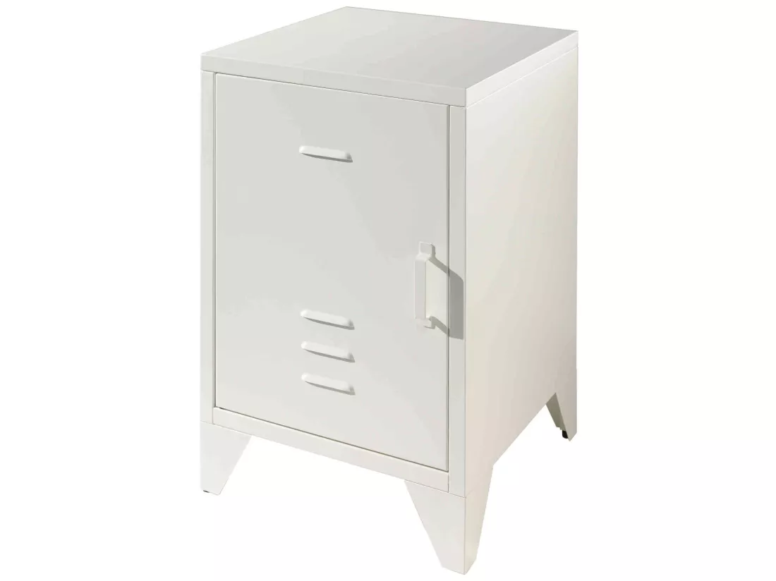 Chevet enfant 1 porte en métal blanc - CH2061