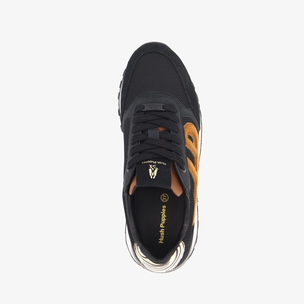 Hush Puppies leren dames sneakers zwart/bruin
