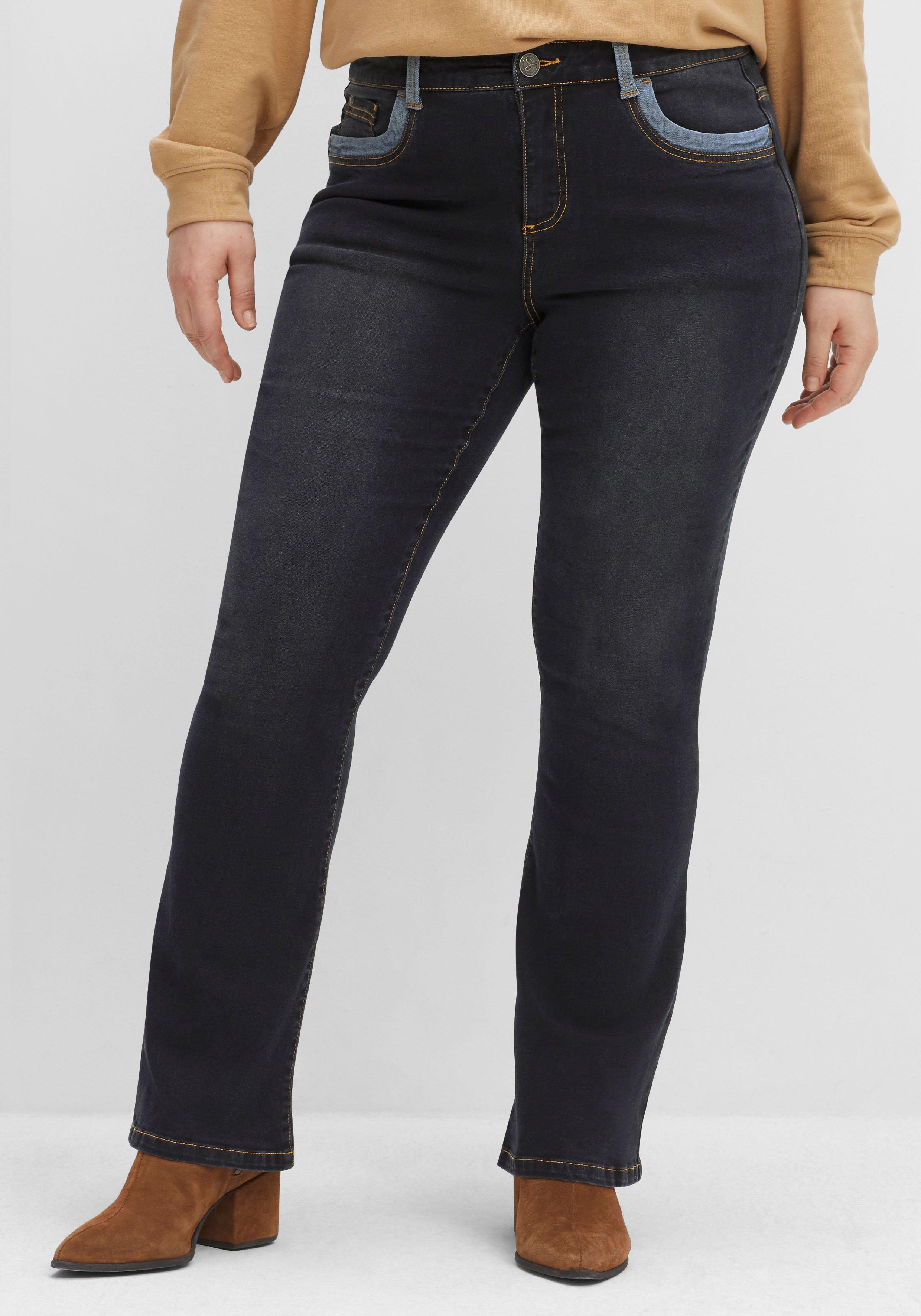Bootcut-Jeans mit Kontrastdetails