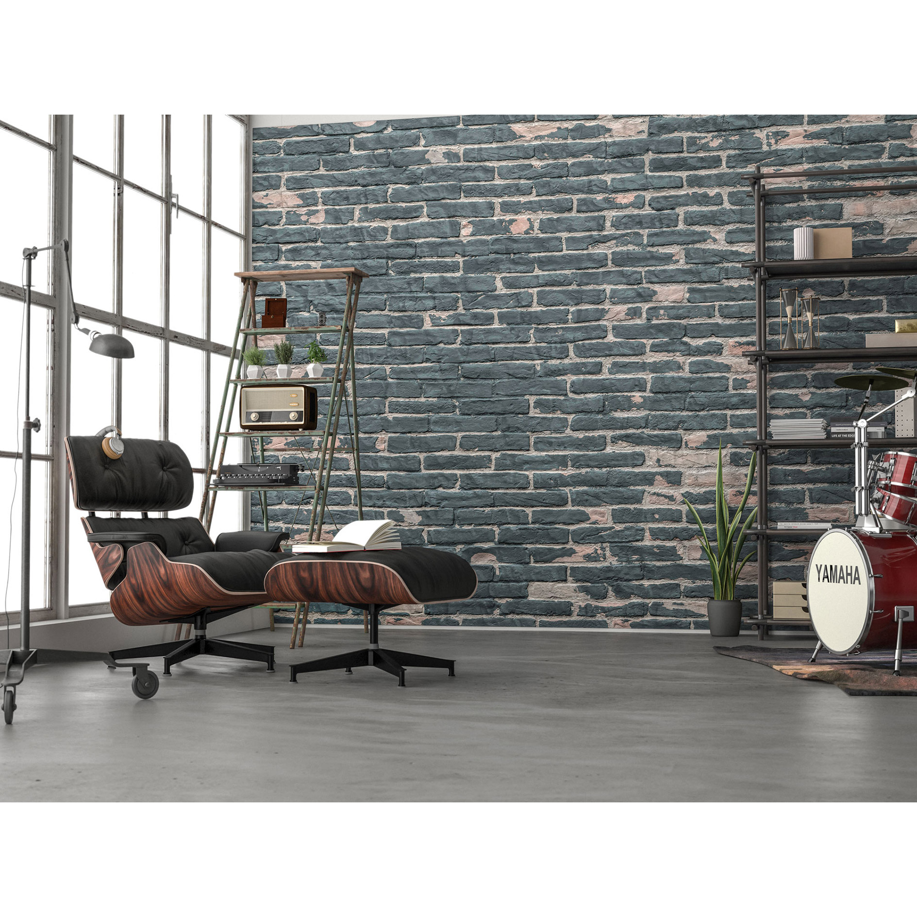 Vlies-Fototapete PAINTED BRICKS - grau-braun - 368x248 cm