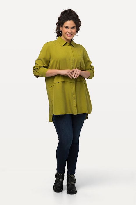 Hemdbluse, Lyocell, Quernaht, Hemdkragen, Langarm