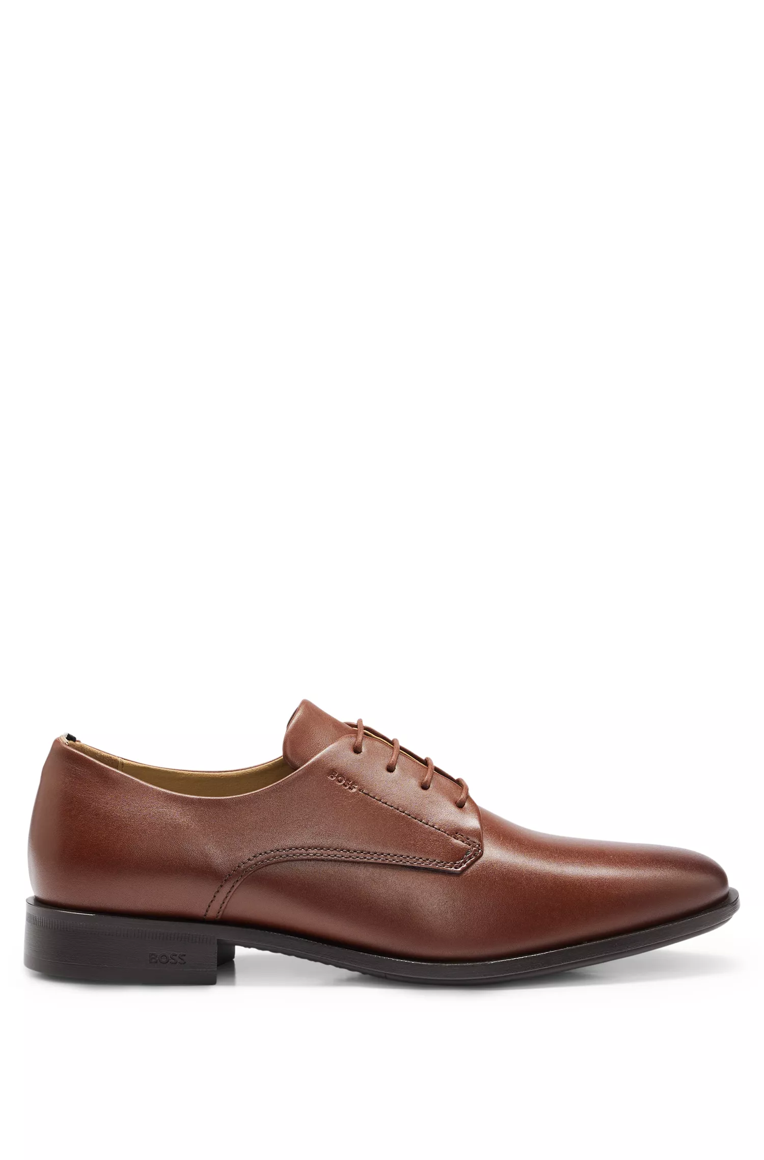 Sapatos BOSS Derby pretos em couro com logotipo em relevo