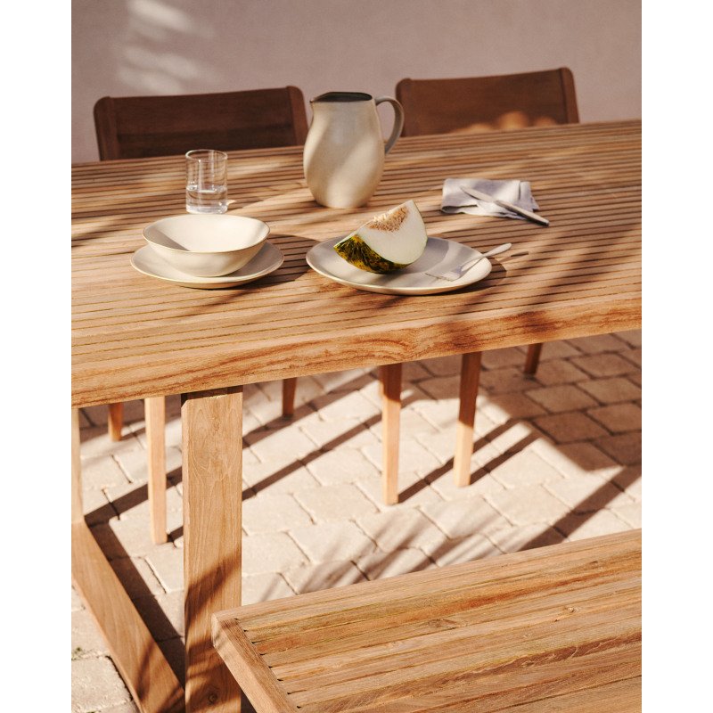 Table d'extérieur haute Canadell - bois de teck massif recyclé