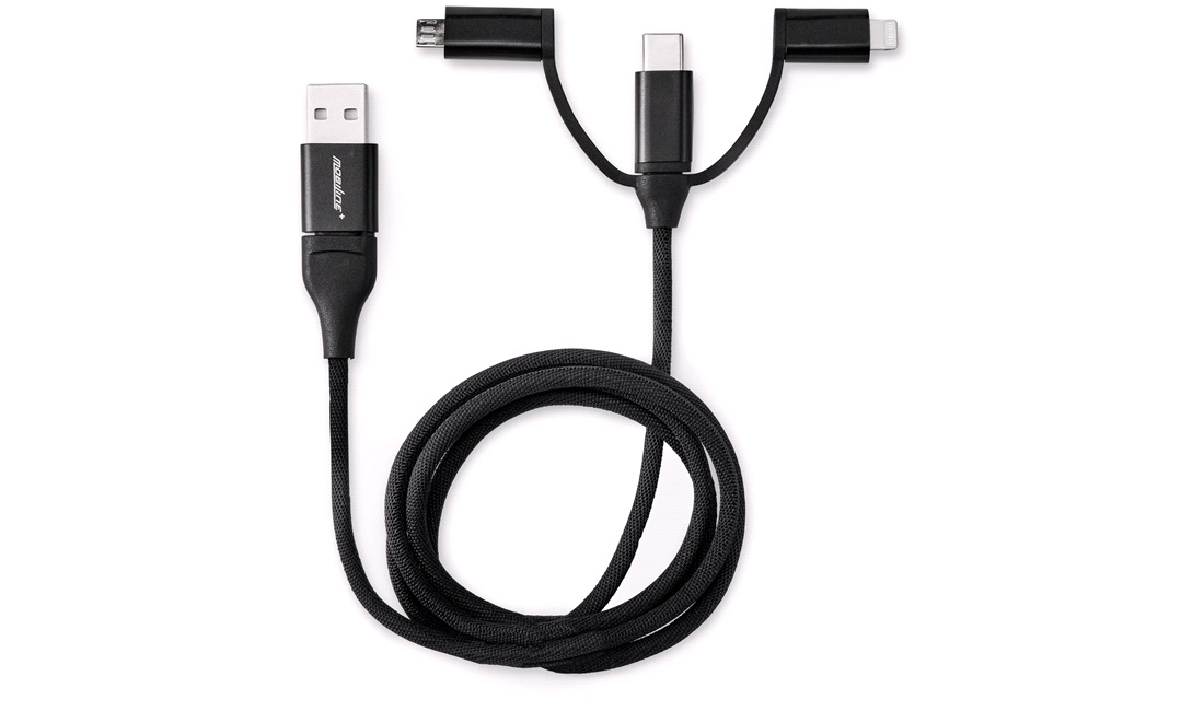 3-i-1 kabel C->Lightning/USB-C/Micro-USB
