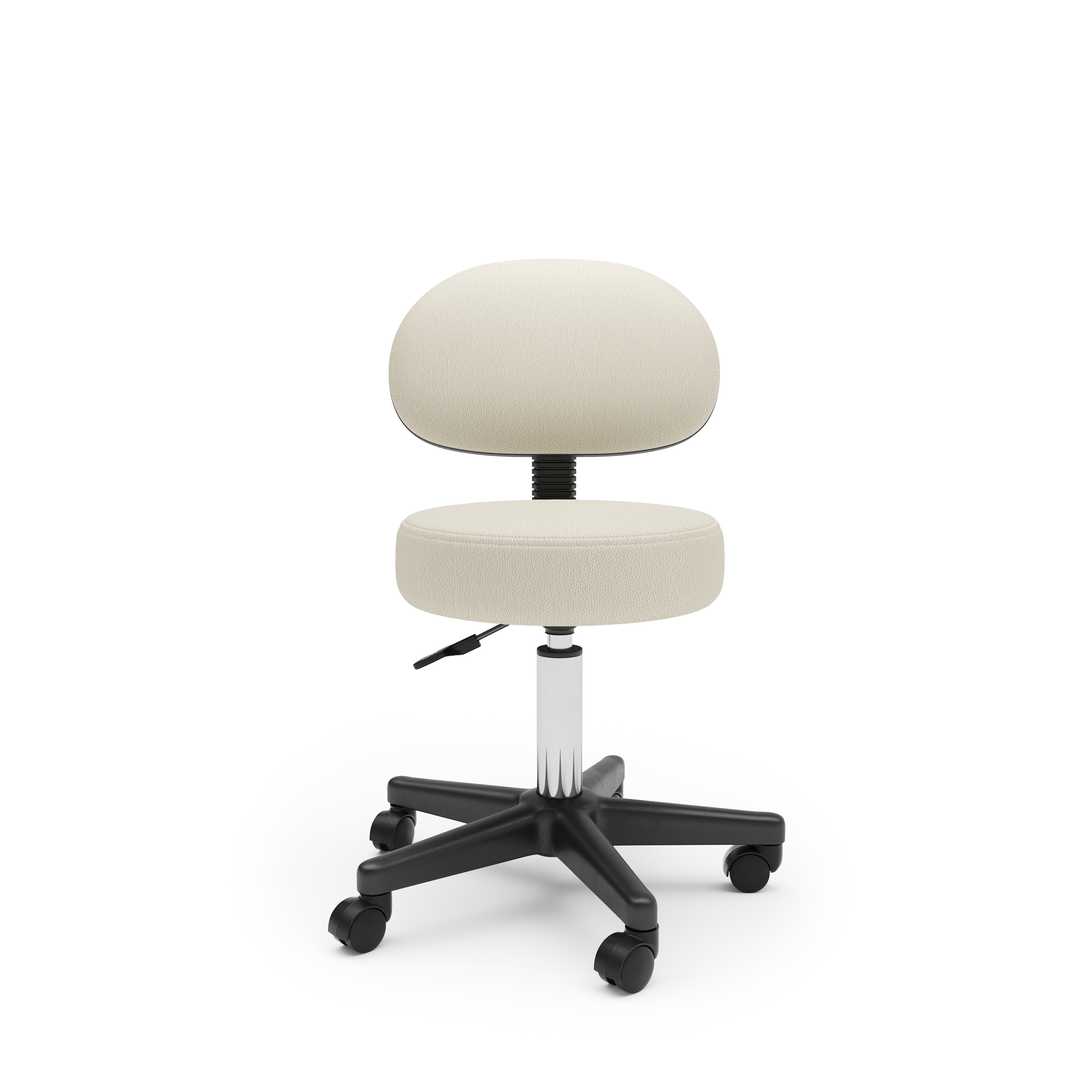 Drehstuhl Rollhocker mit Rückenlehne beige