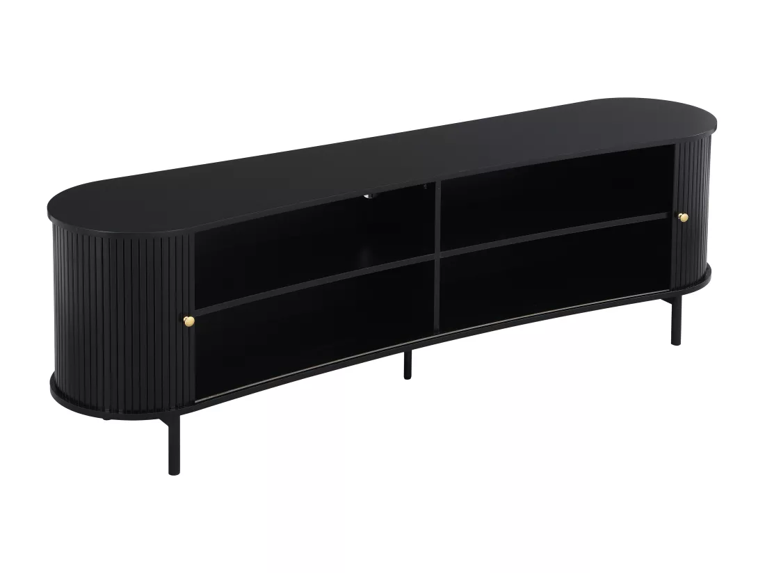 Meuble TV avec 2 portes coulissantes en MDF - Noir - SEVATO
