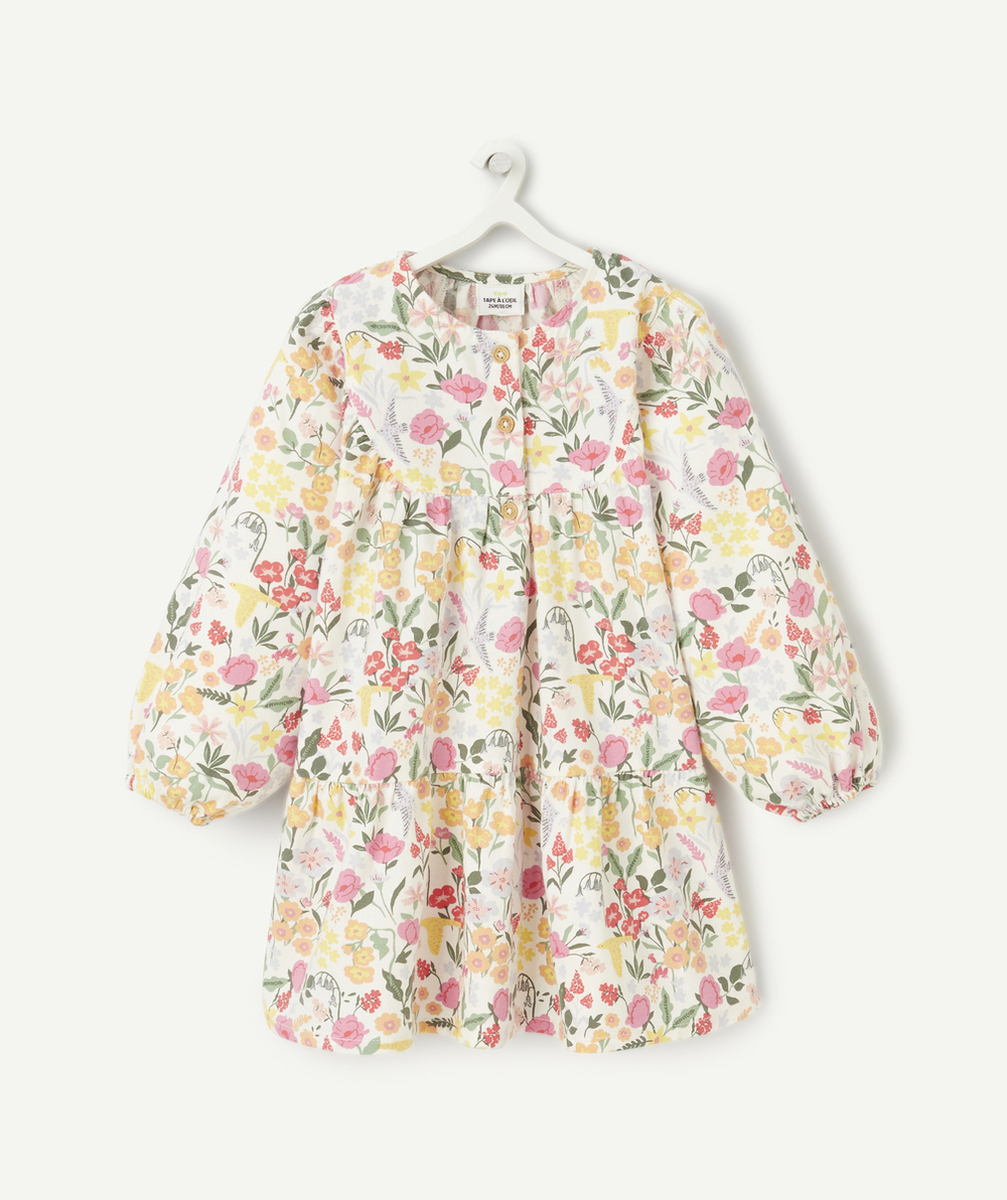 ROBE MANCHES LONGUES BÉBÉ FILLE EN COTON BIO AVEC IMPRIMÉ FLEURI