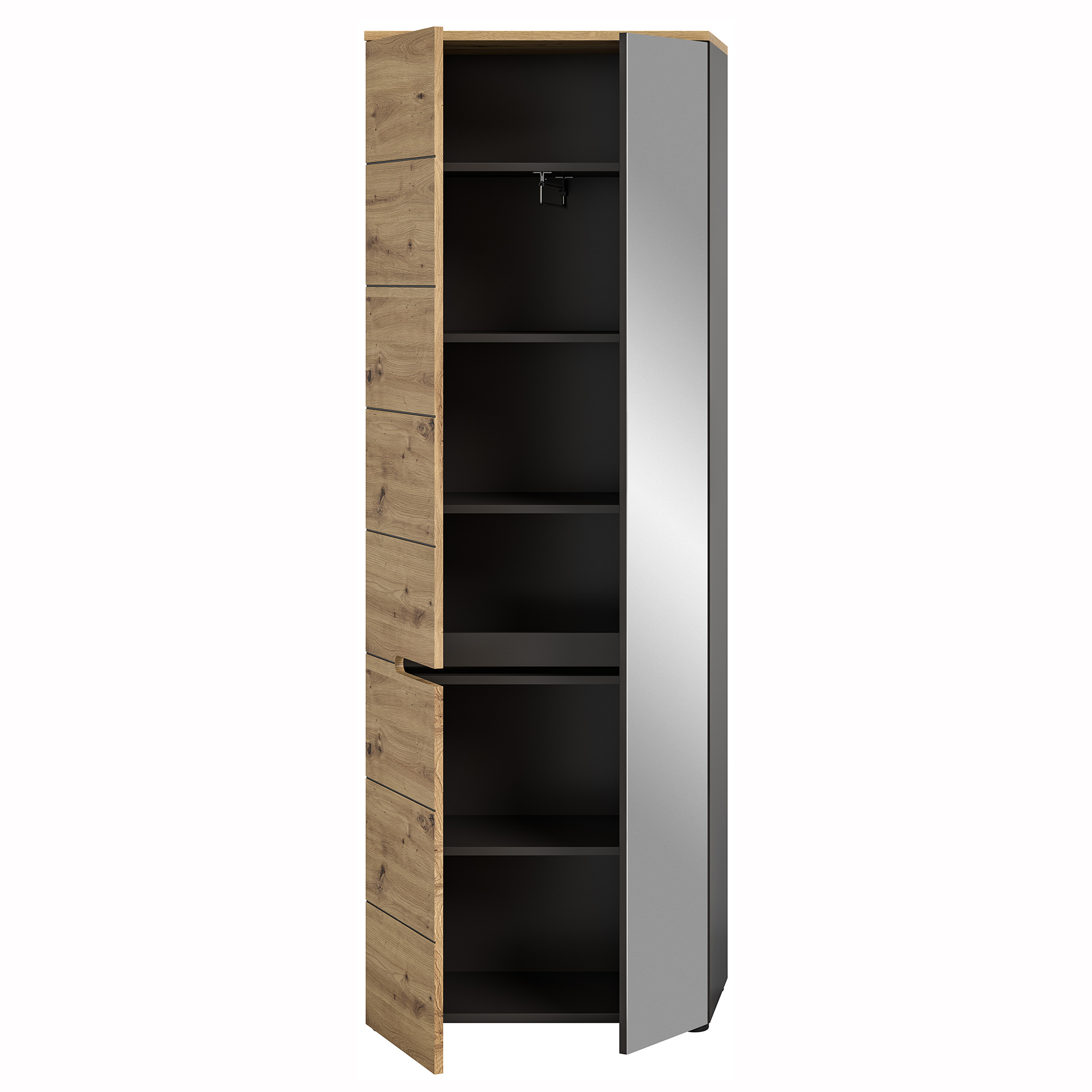 Garderobenschrank - Artisan Eiche - Basalt grau - 65 cm