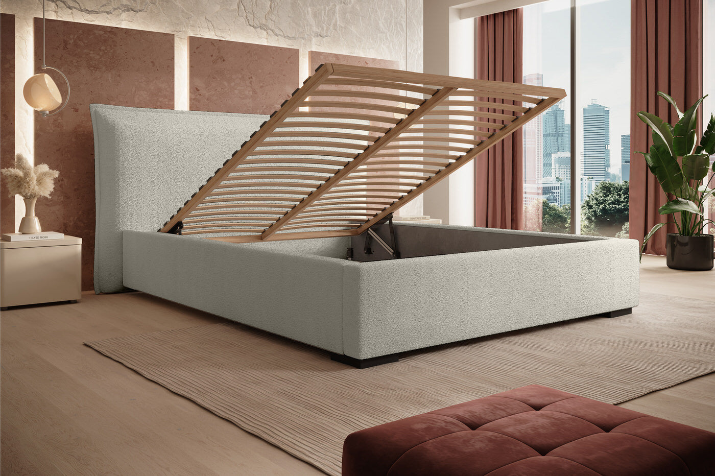 Trae Mobler Nevada 160 x 200 cm Bed Beige Bouclé