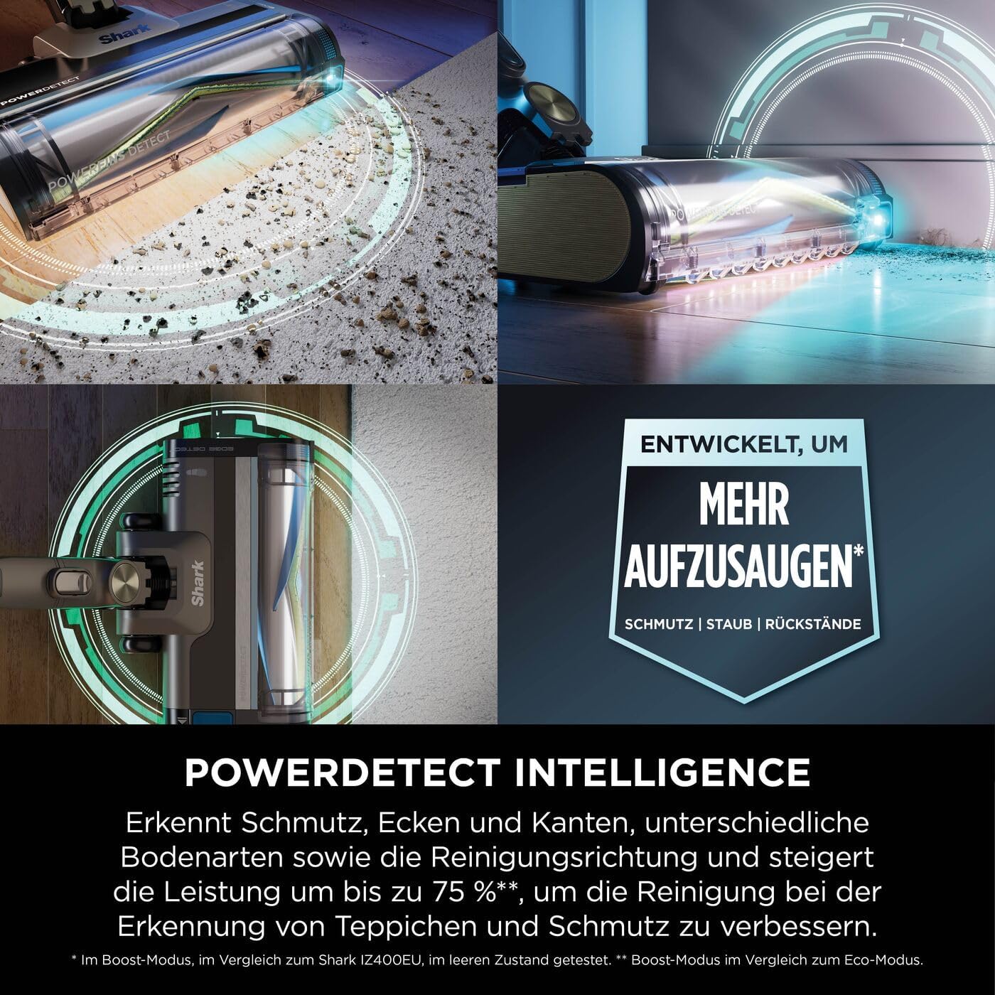 Shark PowerDetect Clean & Empty Akku-Staubsauger mit Absaugstation, bis 70 Min. Laufzeit, kabellos, selbstentleerend, für Tierhaare, Allergiker, Teppich und Hartböden, mit LED-Licht, IP3225EUT