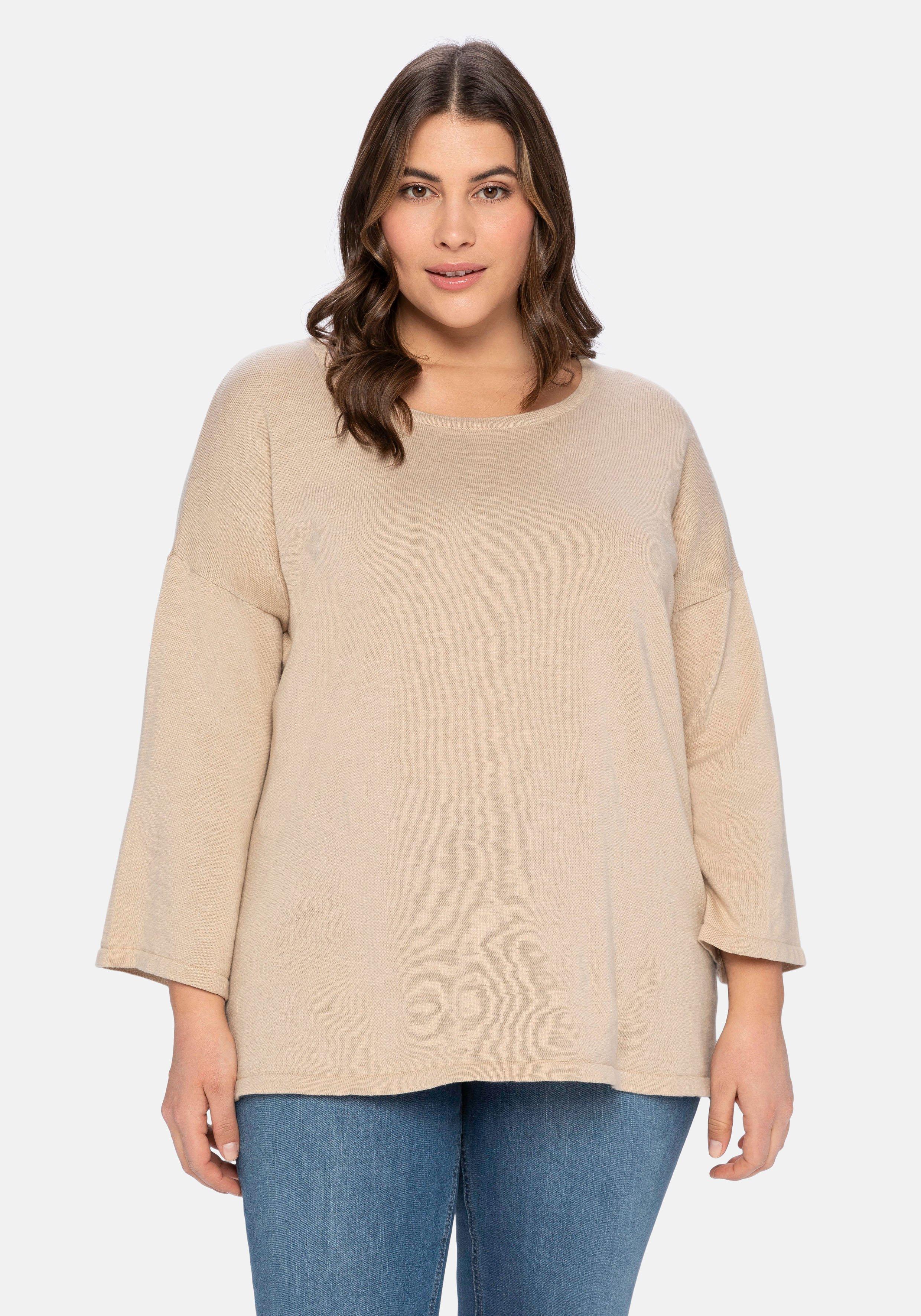 Pullover mit 7/8-Trompetenärmeln, aus Flammgarn