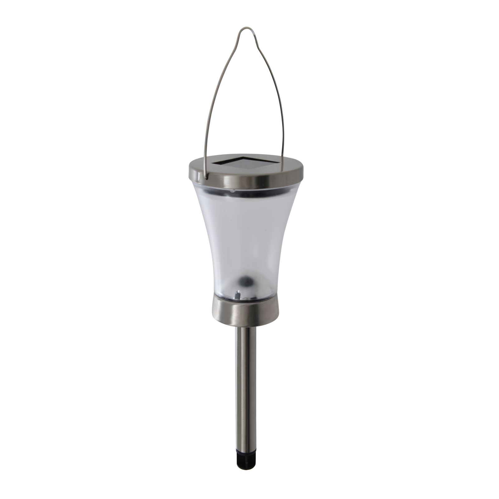 2er-Set LED-Solarleuchte - Edelstahl - mit Erdspieß - 39,5 cm