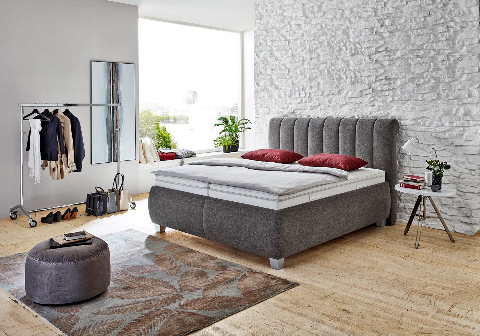 SYSTEMPOLSTER sleep Polsterbett MESSINA 180 x 200 cm dunkelgrau