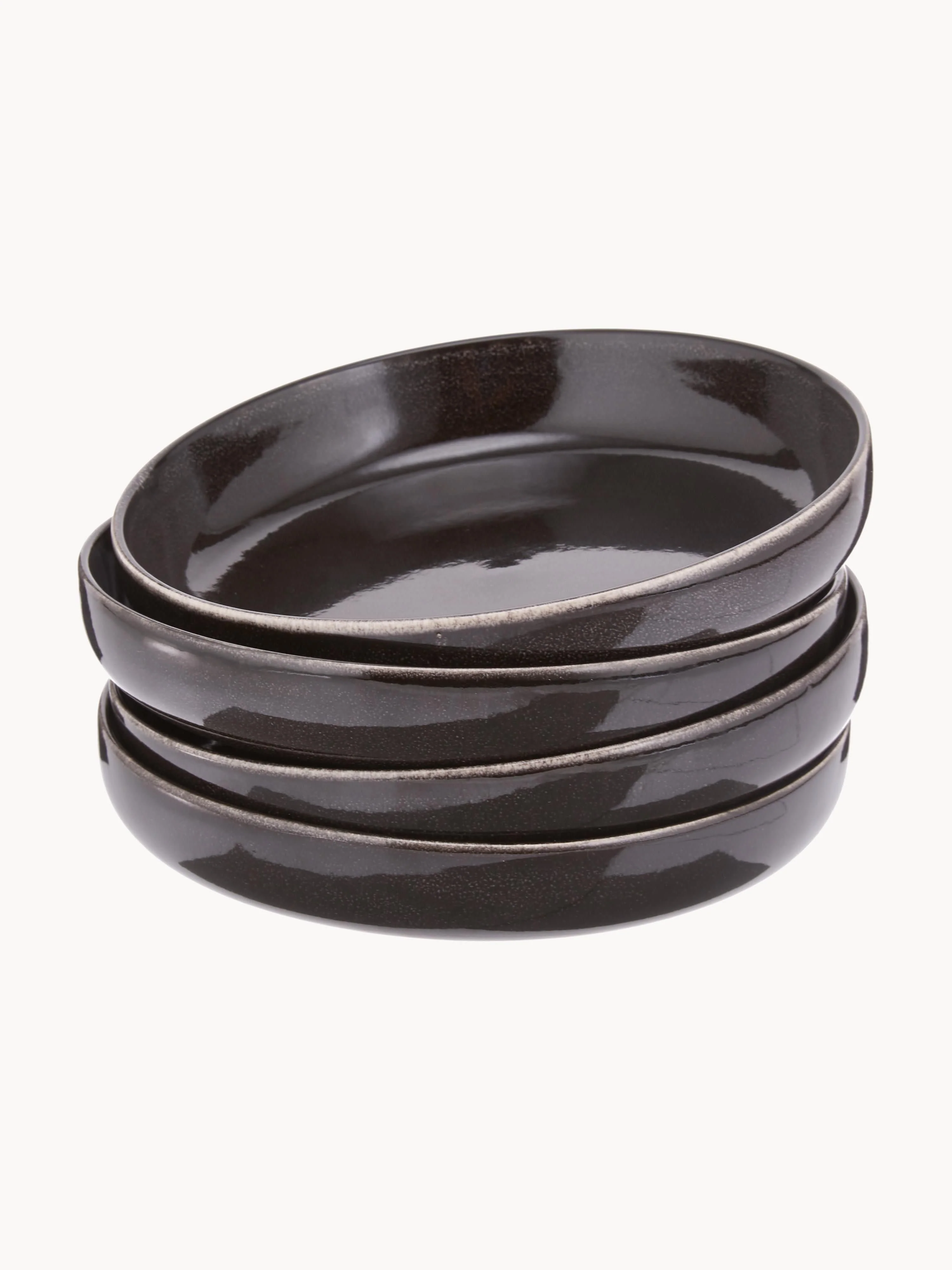 Handgemaakte schalen Nordic Coal, Ø 22 cm, 4 stuks