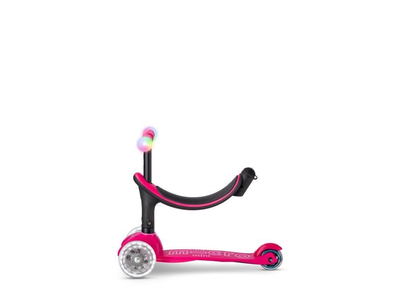 Micro Mobility Kickboard Mini2Grow Deluxe Magic LED, Pink All-in-one Scooter für die ersten Lebensjahre