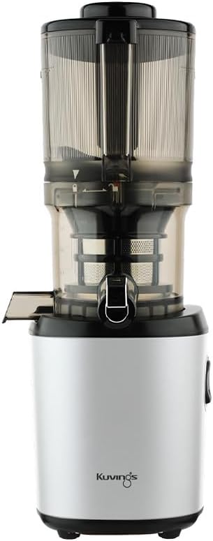 Kuvings Slow Juicer AUTO6 | Entsafter Gemüse und Obst, Elektrische Kaltpresse, Ruhiger Motor, Leicht zu Reinigen, Saft & Sorbet, 1.7L, BPA Frei, Schlankes Design, 200 W (Matt White Silver)_KHS-660SE