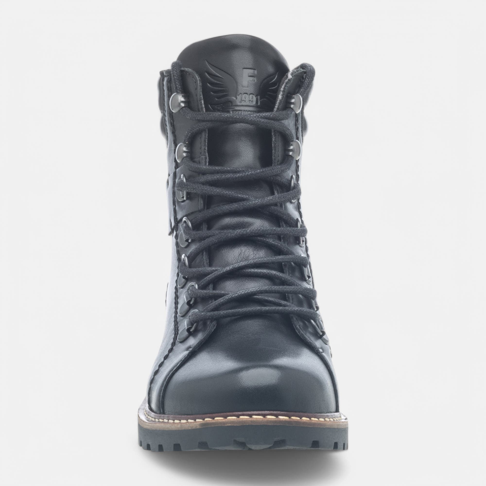 Bottines à lacets Femme en cuir noir