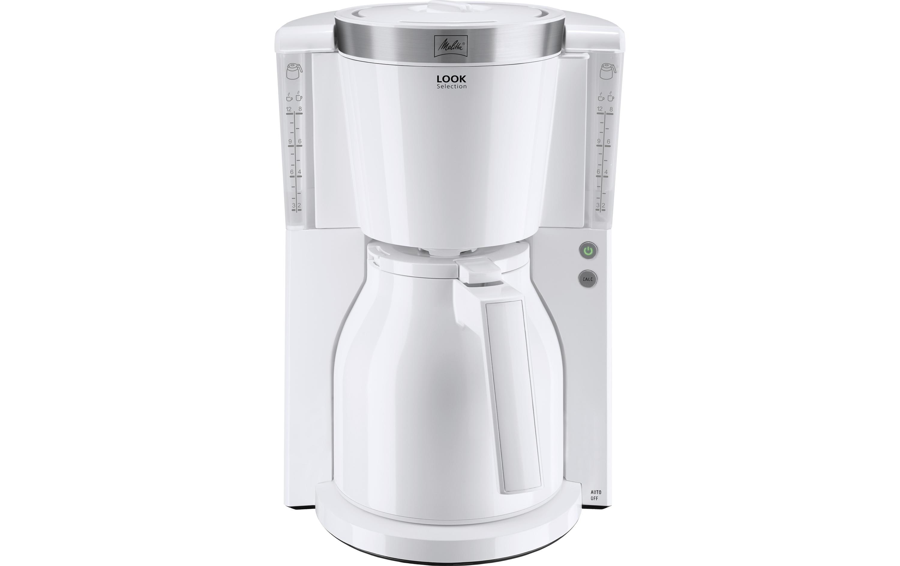 Filterkaffeemaschine Look Therm Selection WeissAus Kunststoff mit Edelstahlblende am Filterdeckel, weiss