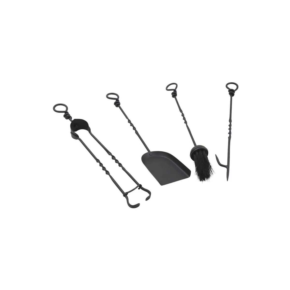 Aubry Gaspard Set 4 accessoires de cheminée en fer forgé 46 cm