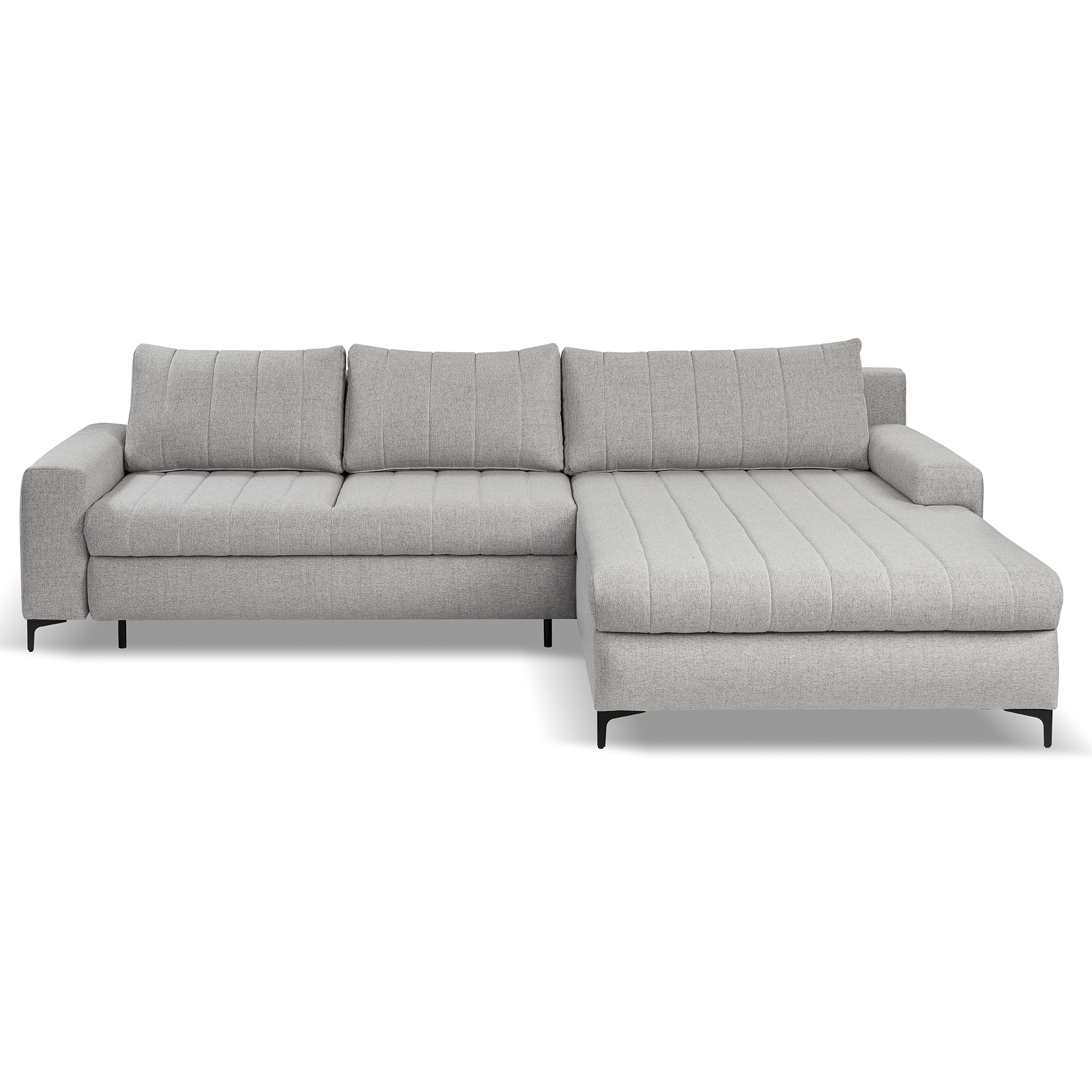 Ecksofa - silber- Liegefunktion und Staukasten
