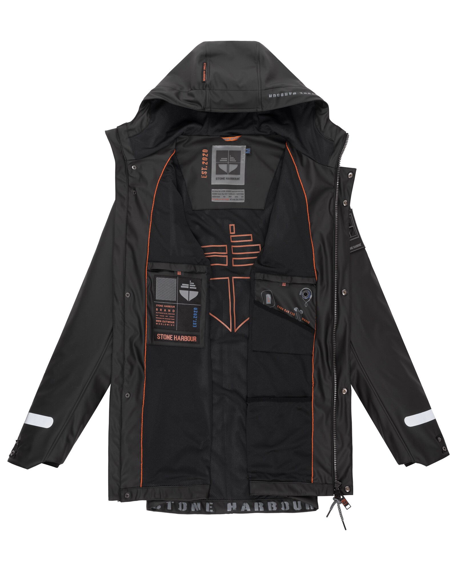 STONE HARBOUR Herren Outdoor Regenjacke Wasserdicht Anorak Parka Mantel mit Kapuze Tamio