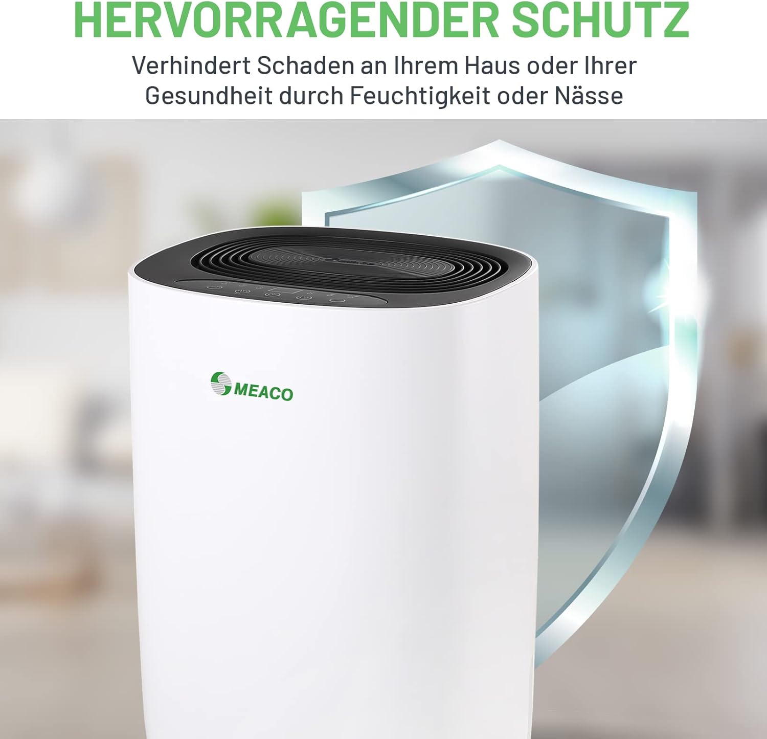 Meaco Ultra Leiser 10L Entfeuchter - MeacoDry ABC Energieeffizienter Elektrischer Entfeuchter – Hält Zimmer trocken und entfernt Nässe und Kondensat im Zuhause, Schwarz