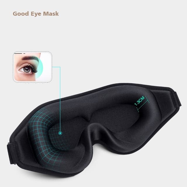 Blød 3D-sovemaske øjenmaske til fly, rejse, yoga eller hvile Sort