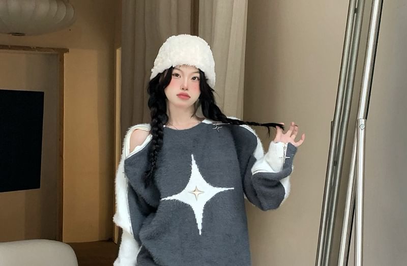 Strawolf - Oversized trui met ronde hals en sterrenprint