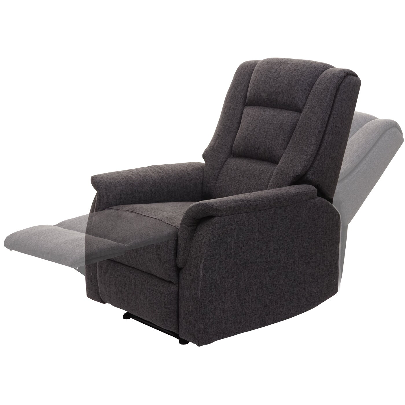 Fernsehsessel MCW-F23, Relaxsessel Liege Sessel, Stoff/Textil 102x79x96cm ~ grau inkl. Massage- und Wärmefunktion