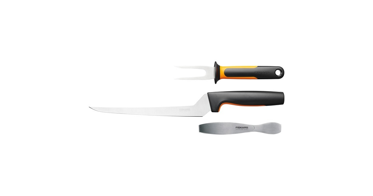 FiskarsFunctional Form Visset 3-delig bestek  (Zwart/roestvrij staal, Japans roestvrij staal | handvat met SoftGrip)