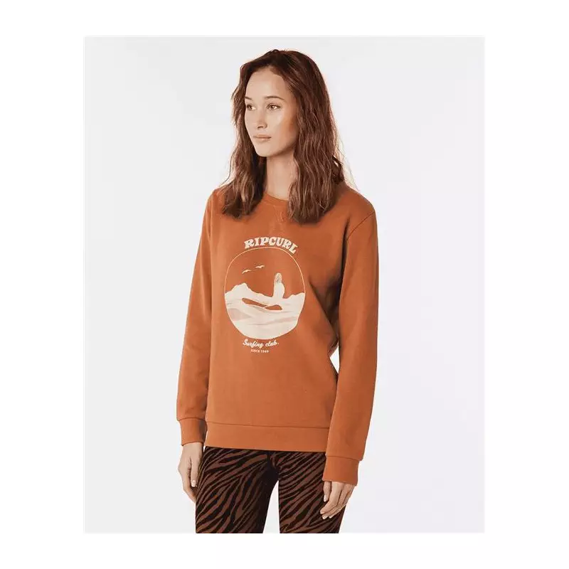 Sweat femme RIPCURL Re-Entry Crew Light Brown