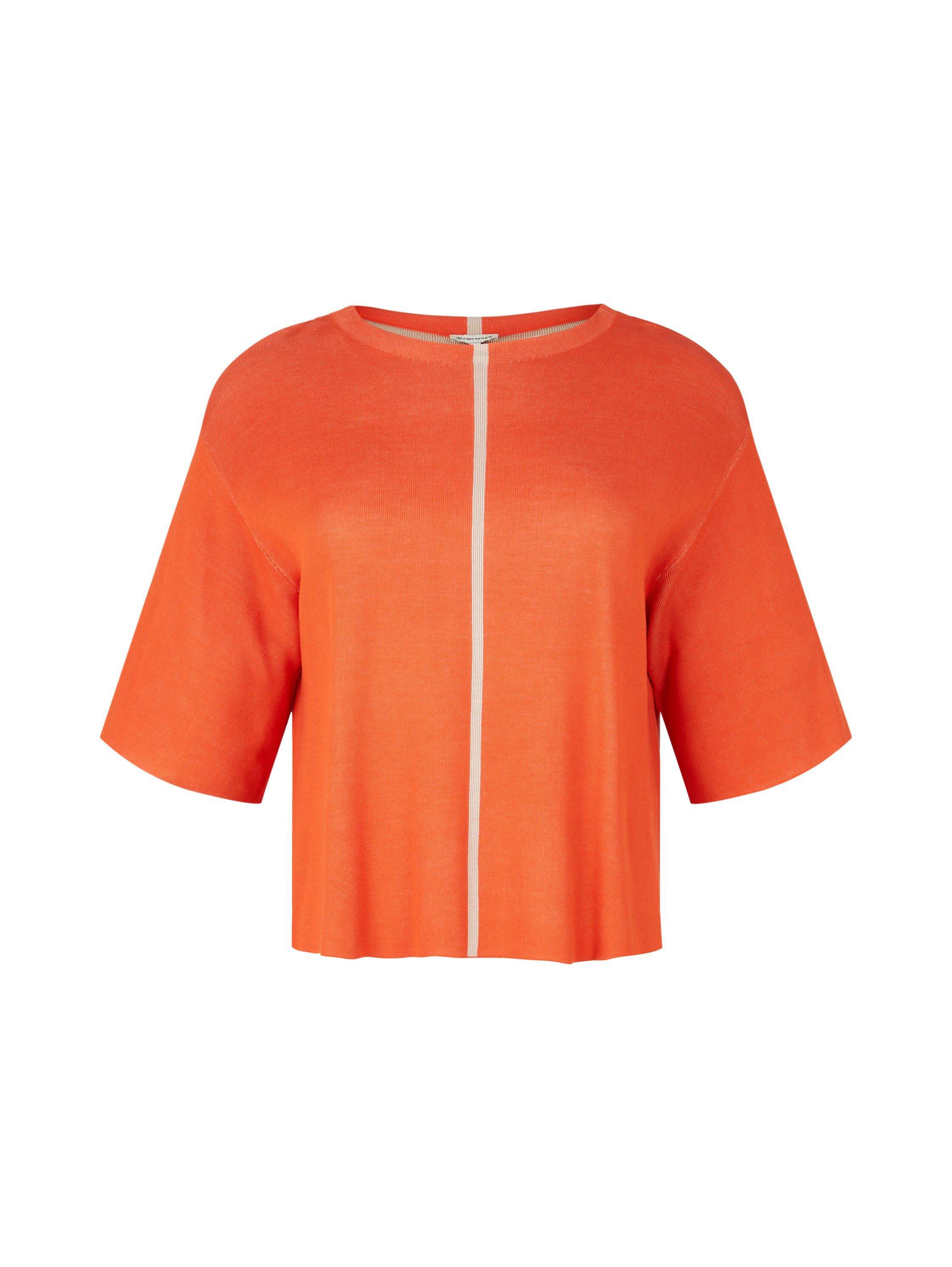 Halbarm-Pullover mit Kontraststreifen