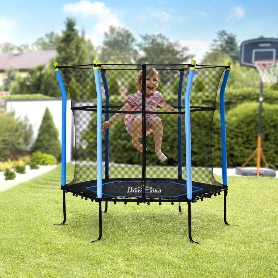 HOMCOM Trampolin mit Sicherheitsnetz blau