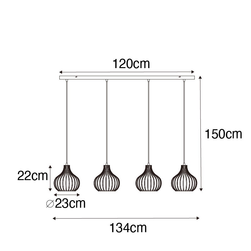 Moderne hanglamp zwart 4-lichts - Saffira