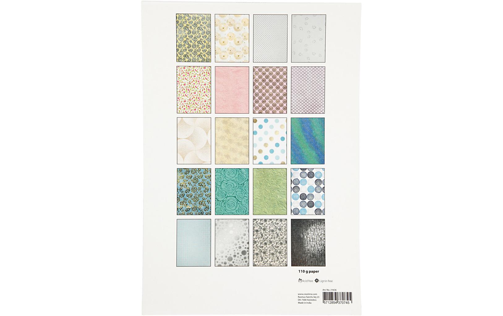 Büttenpapier A4 20 Blatt, MehrfarbigBastelpapier 110 g