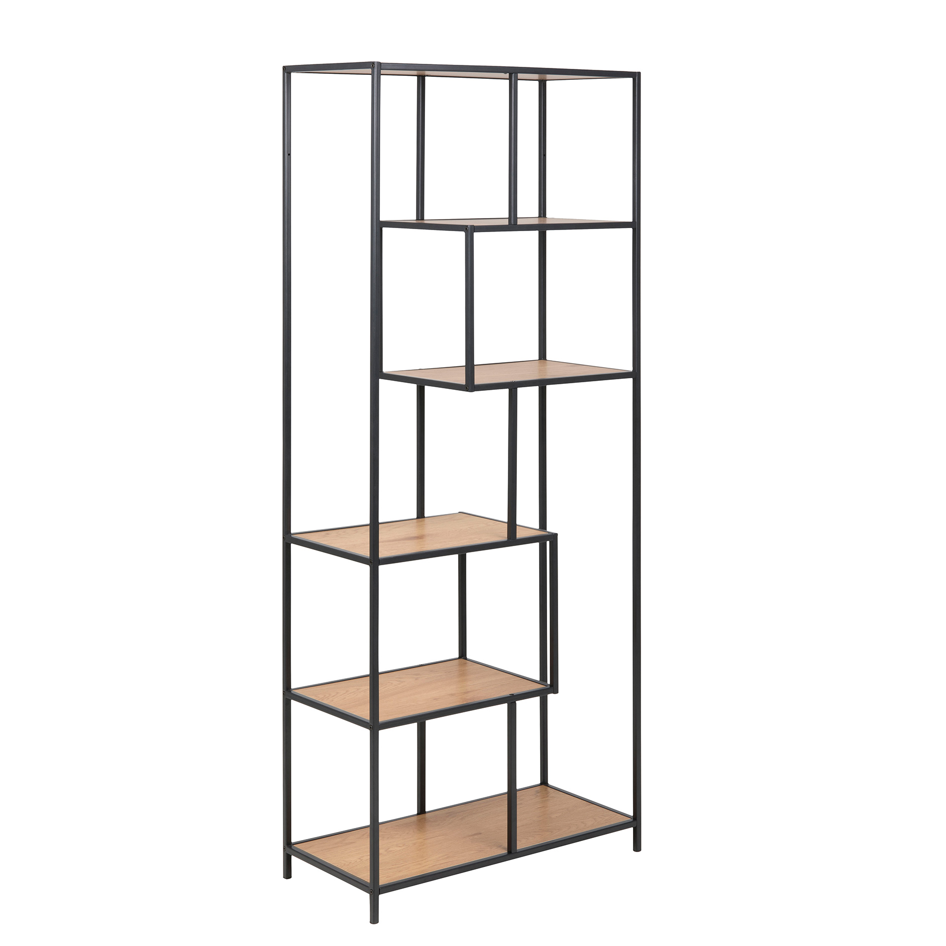 Regal SEAFORD - schwarz-holzfarben - 5 Ablagen - 77 cm breit