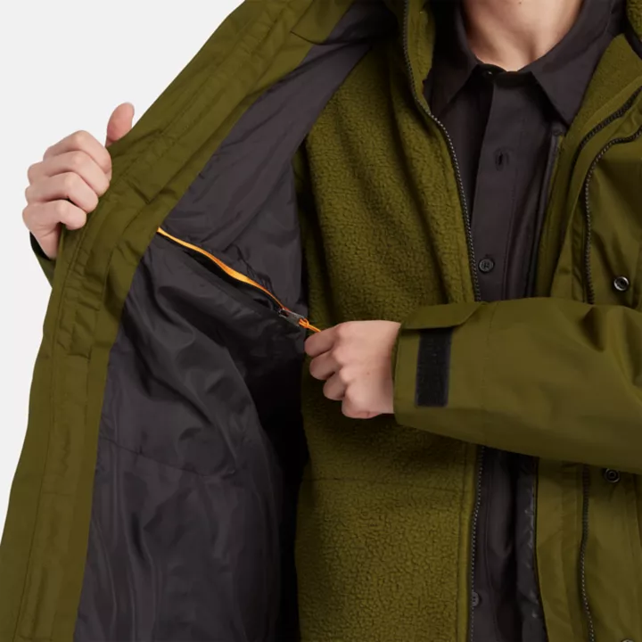 Jaqueta impermeável 3 em 1 Benton para homens na cor verde.