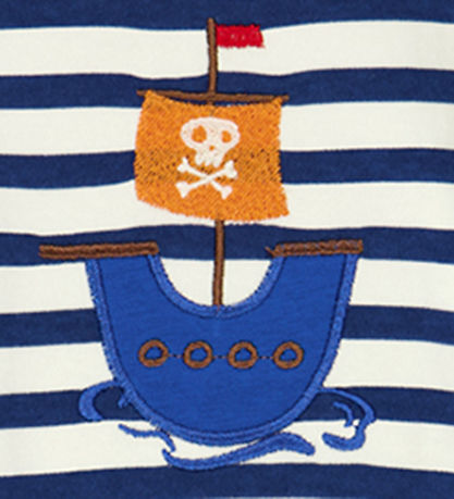 Freds World Sommerstrampler - Stripe Applikation - Mandel/Navy