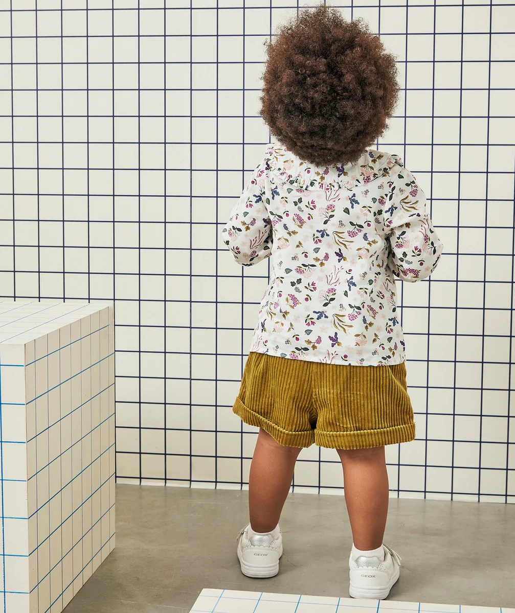 SHORT BÉBÉ FILLE EN VELOURS CÔTELÉ MOUTARDE