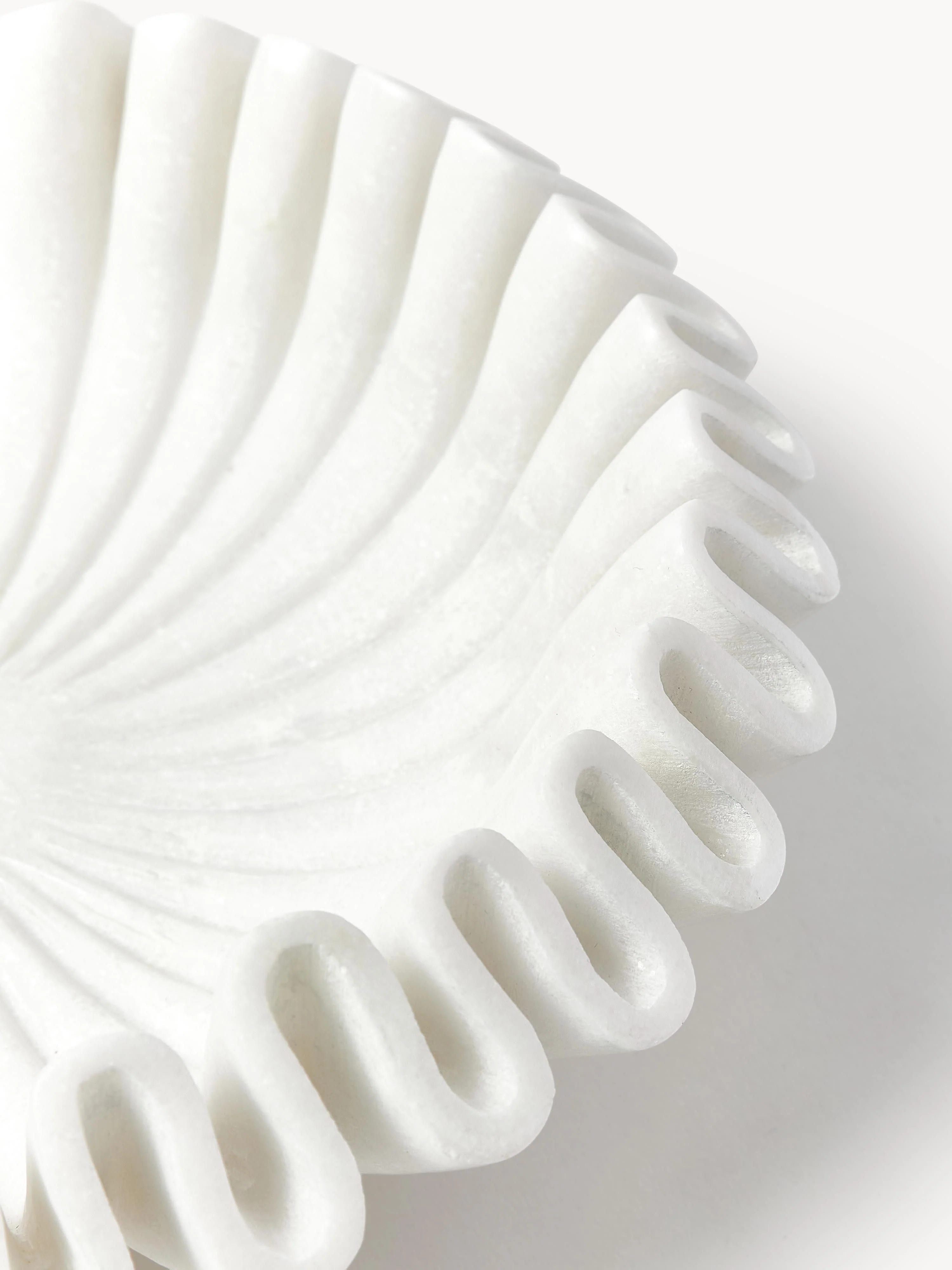 Handgemaakte decoratieve schaal Santorini van marmer, Ø 31 cm