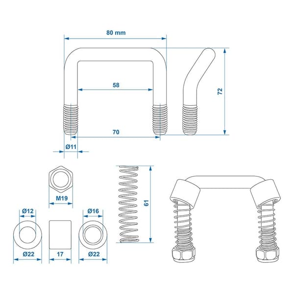Uttrekkbar surrebrakett med fjær i blister