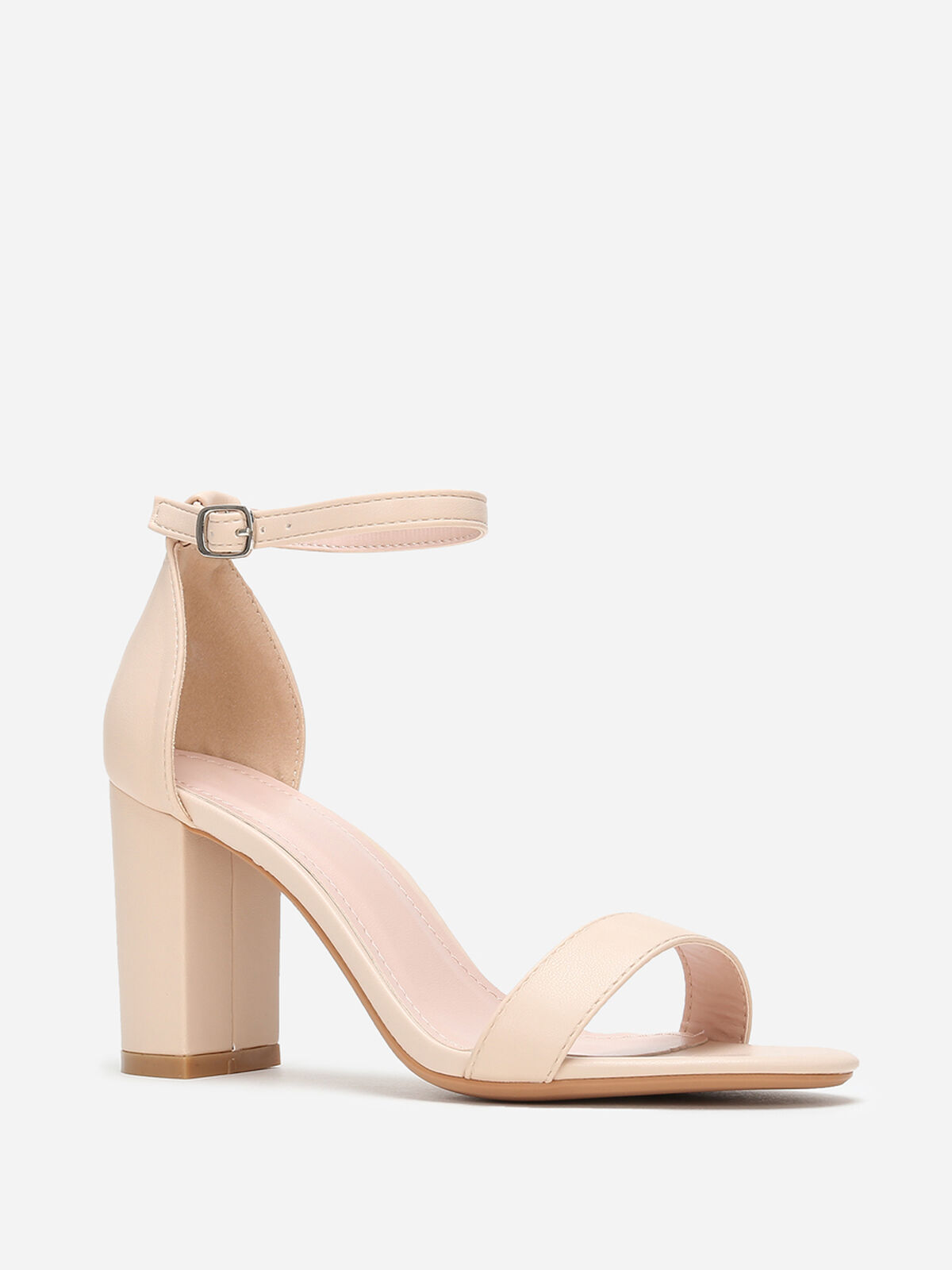 Sandales à bride et talon carrés- Beige