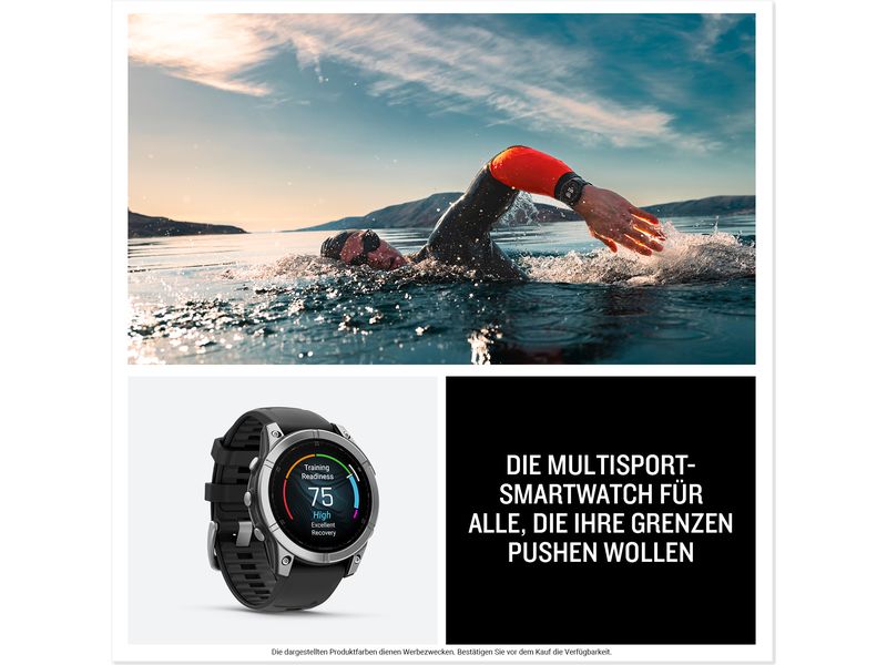 GARMIN Sportuhr Fenix E, 47 mm Silber Multisport-Smartwatch