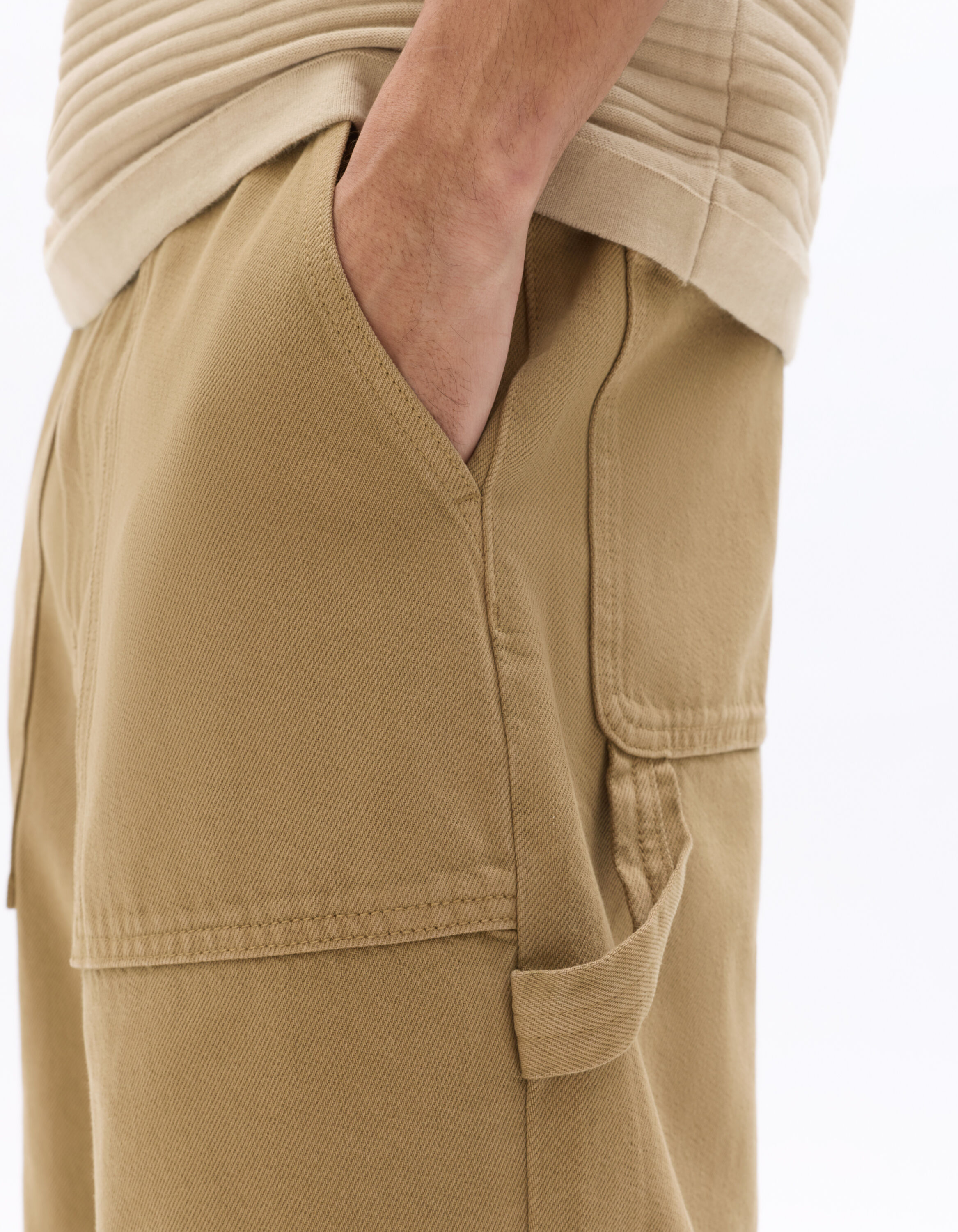 Bermuda loose 100% coton épais - beige