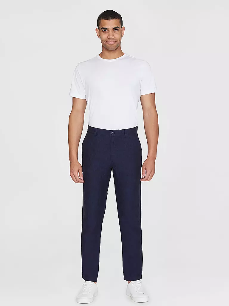 KNOWLEDGE COTTON APPAREL Leinenchino Loose Fit CHUCK blau