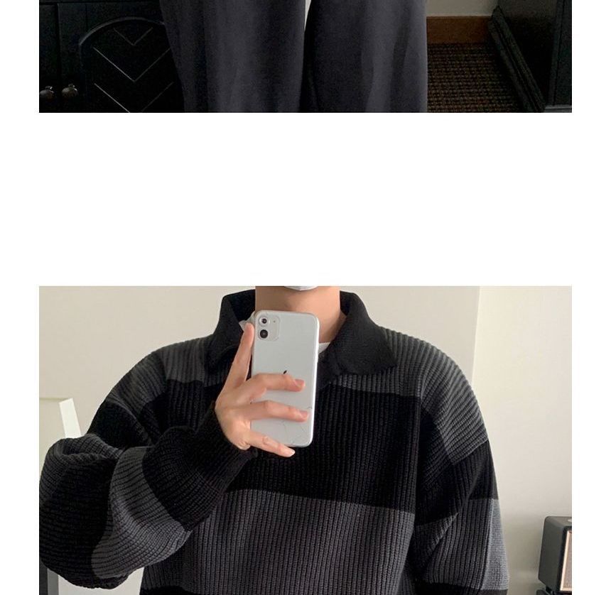 MRCYC - Gestreepte oversized polotop met lange mouwen